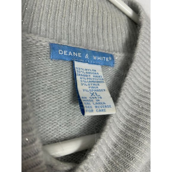Deane & White Womens XL Light Grey Sparkle Short Sleeve Sweater Top Angora Blend - Picture 4 of 8
